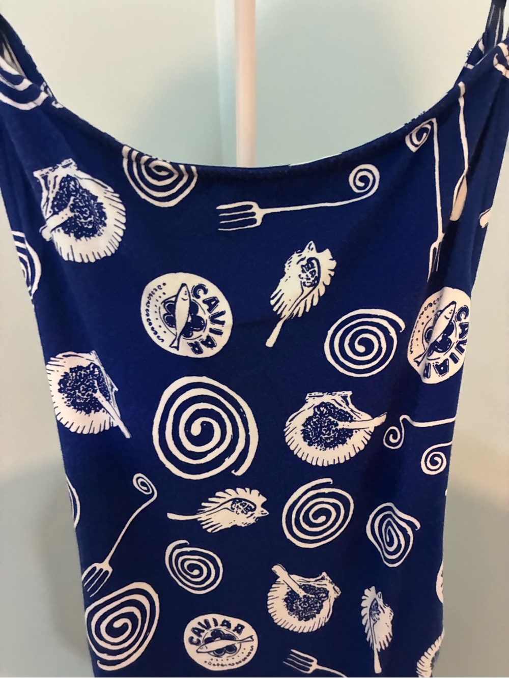 Lisa Says Gah Royal Blue and White Caviar Spiral Fork Halter Maxi Dress NWT - Picture 2 of 6
